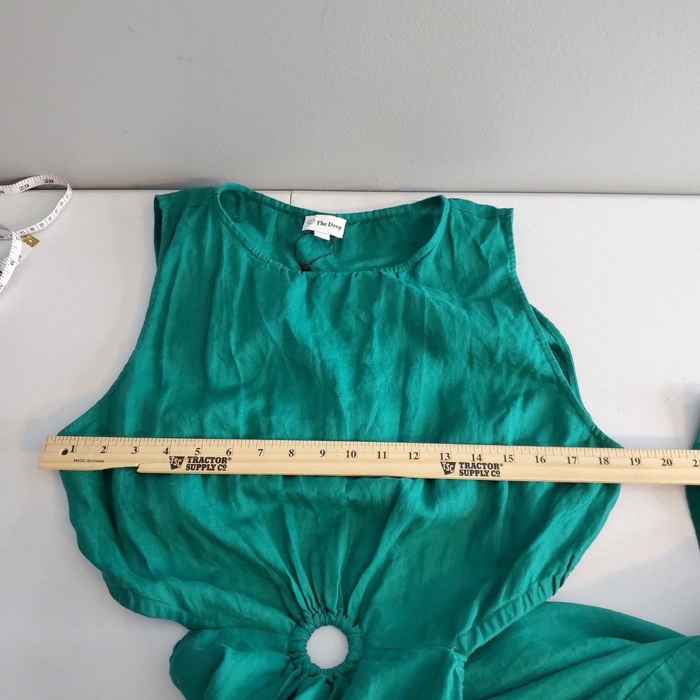 The Drop Women's Green 100% Linen Cutout Ring Detail Midi Dress XL Resort Lagen - Picture 6 of 16